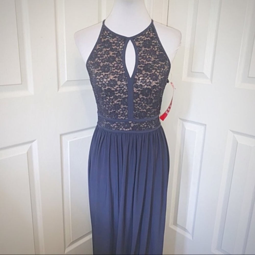 NWT NW Nightway Gray sequin lace evening gown 8
